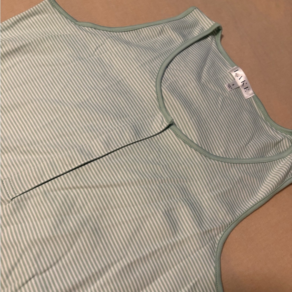 Light Green Stripe Cotton Tank Pajama Top - LANE BRYANT
